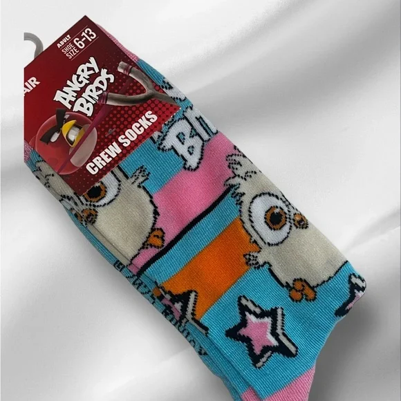 Angry Birds Novelty Crew Socks - Pink, Blue, Orange - Picture 2 of 2